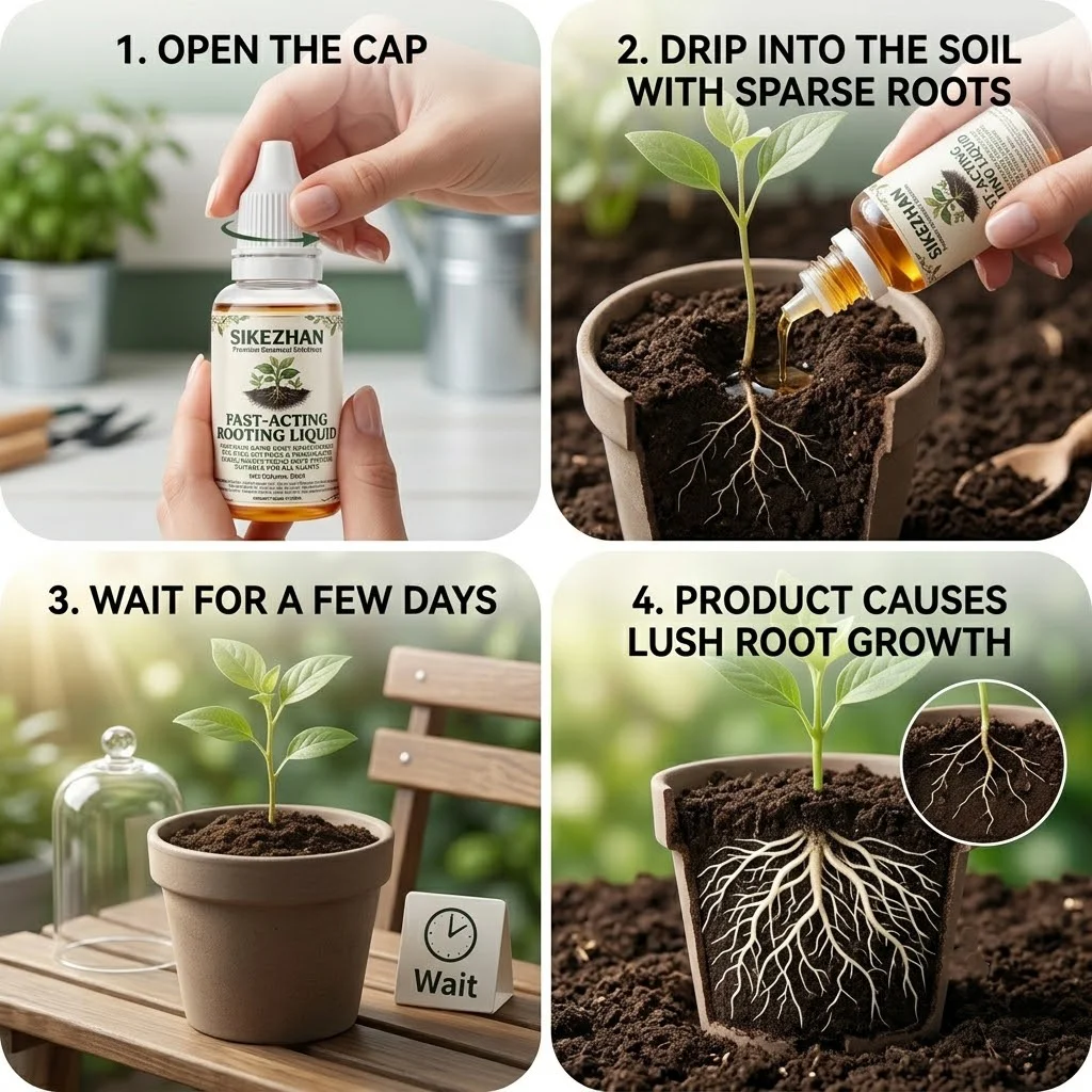SIKEZHAN Fast Rooting Liquid Rapid Root Growth Hormone Fertilizer for Plant Propagation Cuttings Hydroponic Soil 50ml