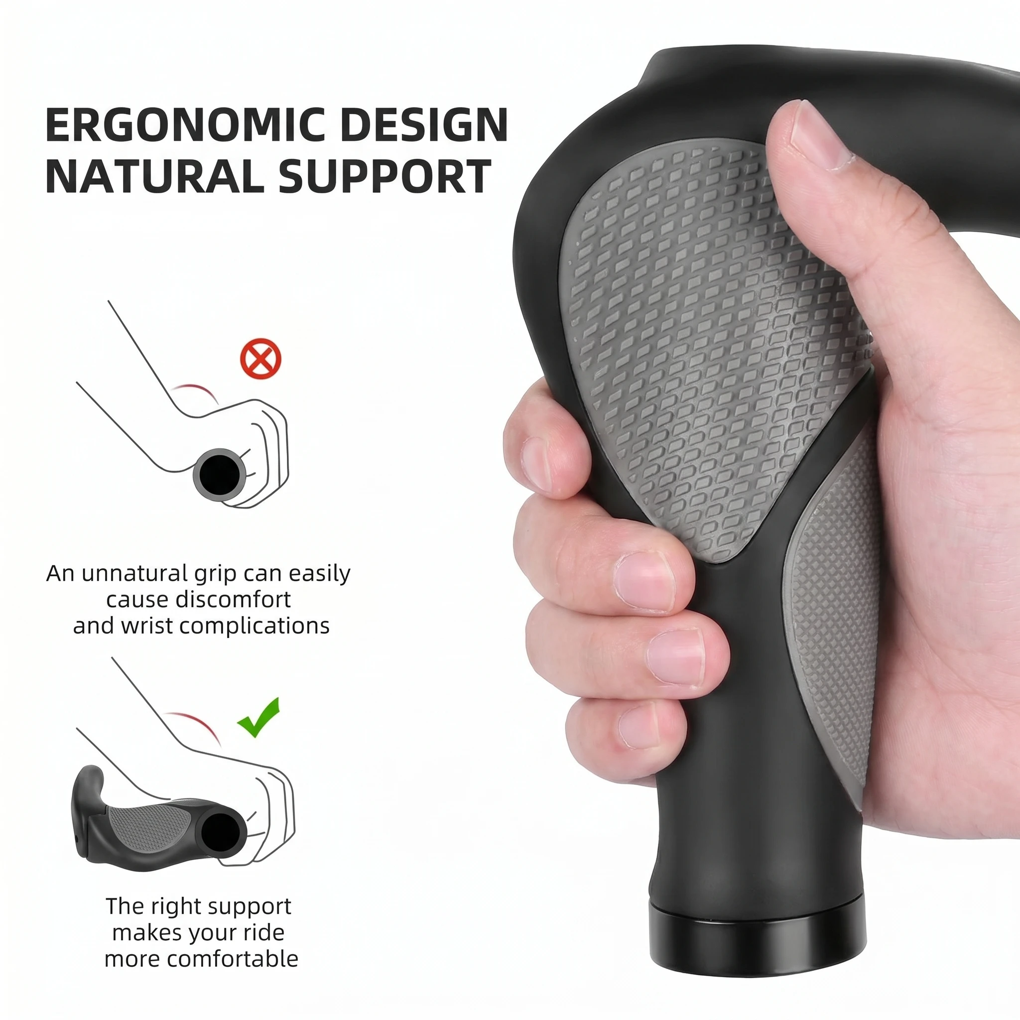Image of NPYBike Lenkergriffe Rutschfest Stoßdämpfend Mountainbike-Griffe Komfortable Ergonomische Fahrradlenkergriffe Fahrradzubehör