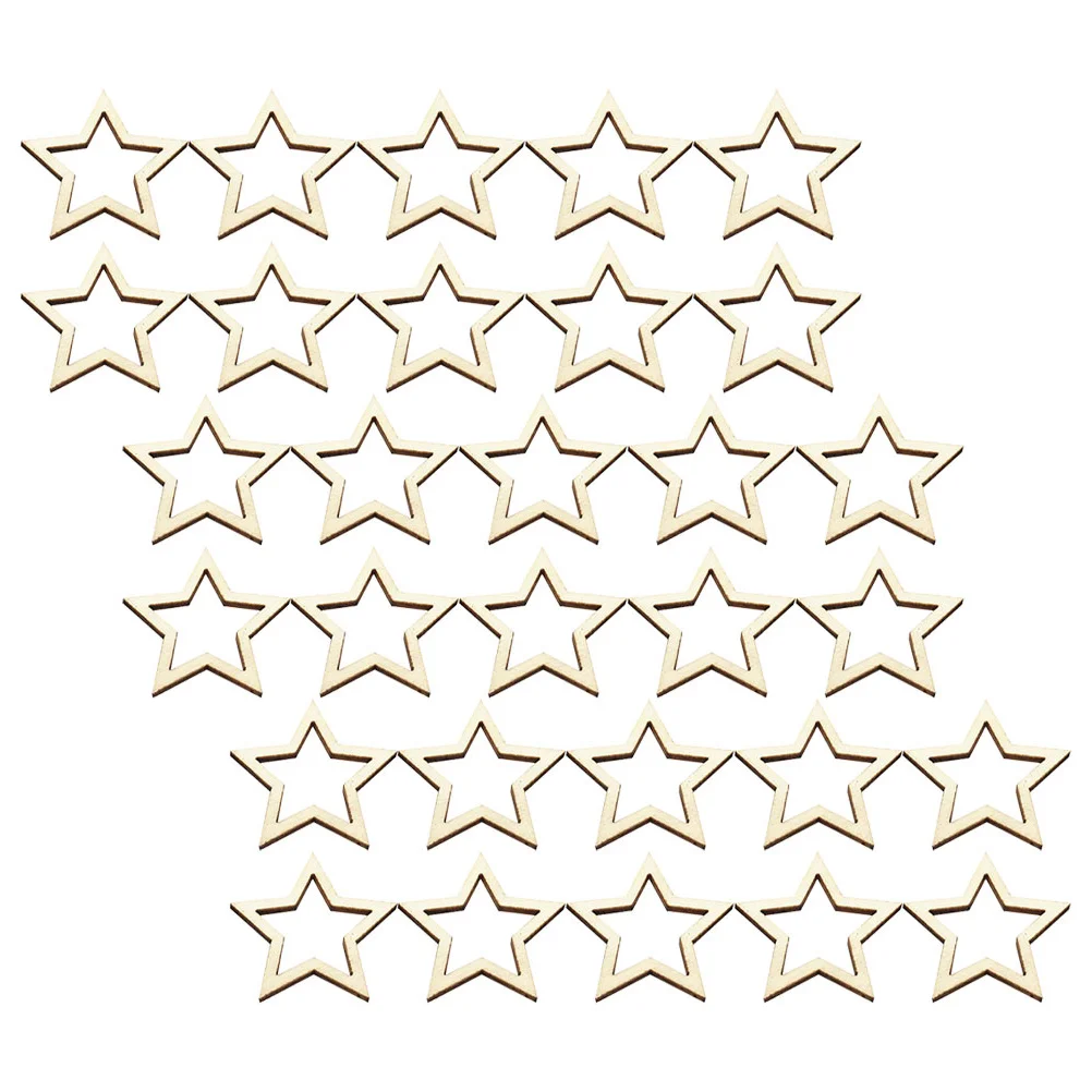 

100pcs Wooden Star Slices Unfinished Pieces For Craft Decor Handmade Ornament Blank Chips Wood Craft Material Diy Supplies Wood