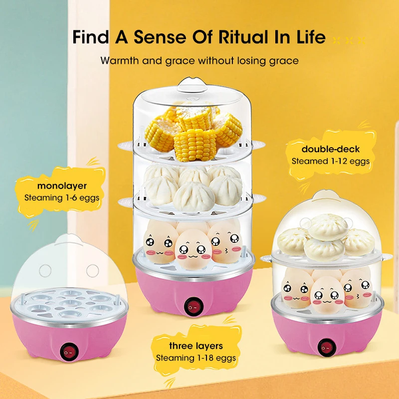 Multifunctional Mini 220V Electric Egg Boiler Rapid Steamer For Corn Milk Kitchen Cooking Machine EU US Plug