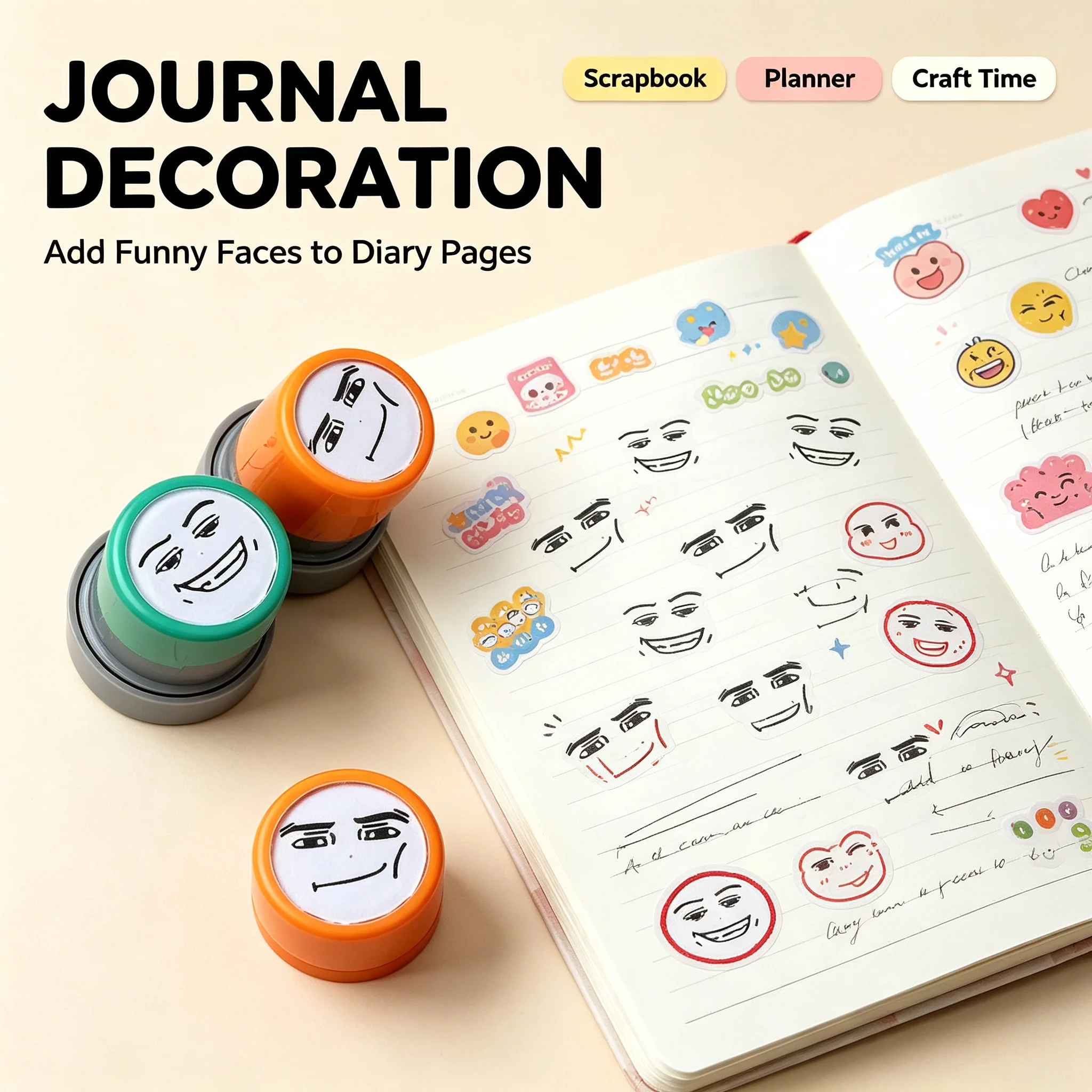 Cartoon Characters Funny Expressions Photosensitive Seal Peripheral Handbook Ink Stamp Interesting Anime Action Children Toys view 2
