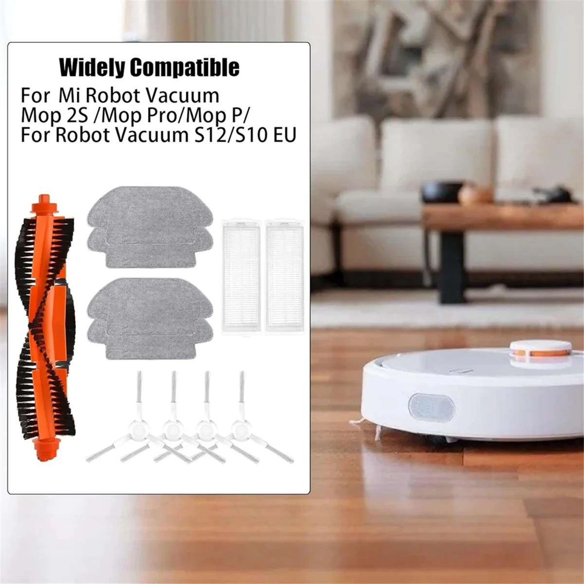 Serpillière pour aspirateur robot Xiaomi Mi 2S / Mop Pro/Mop P/Robot Vacuum S12/S10 EU/STYJ02YM, brosse latérale principale, filtre Hepa, gril