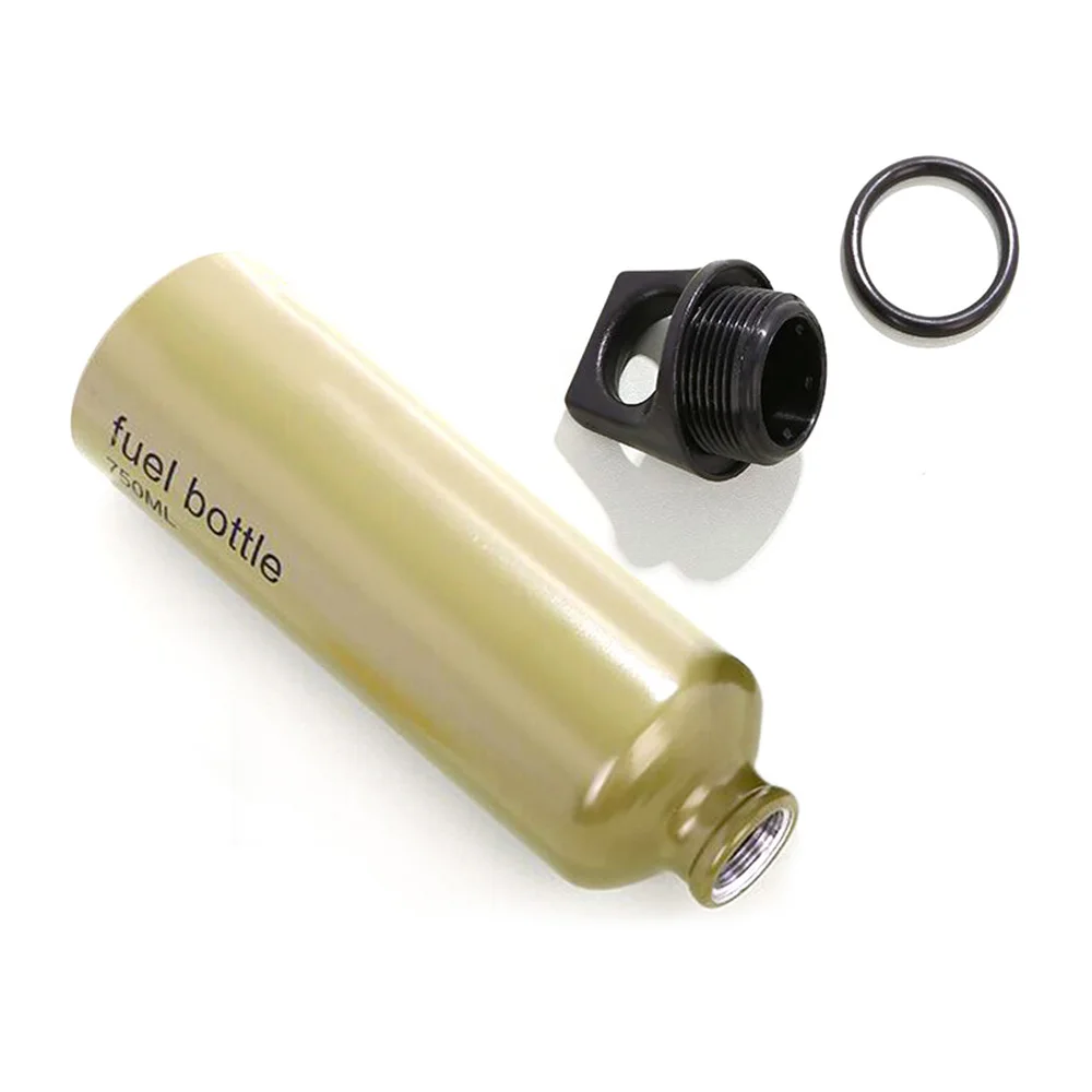 750ml Aluminum Oil Fuel Bottle Outdoor Camping Petrol Keresene Gas Tank Storage Bottle Attachable to Backpack Portable Fuel Tank