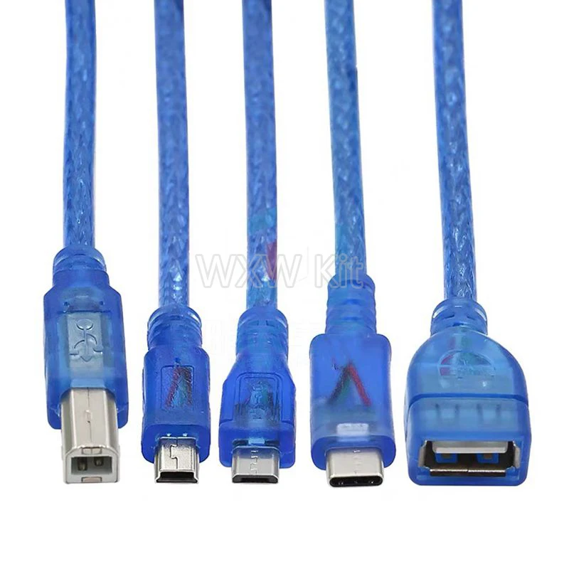 Usb Printer Blue Data Cable for Aarduno 2560 Due Por Micro Mini USB To UNO/MICRO DUE/MINI NANO/TYPE-C