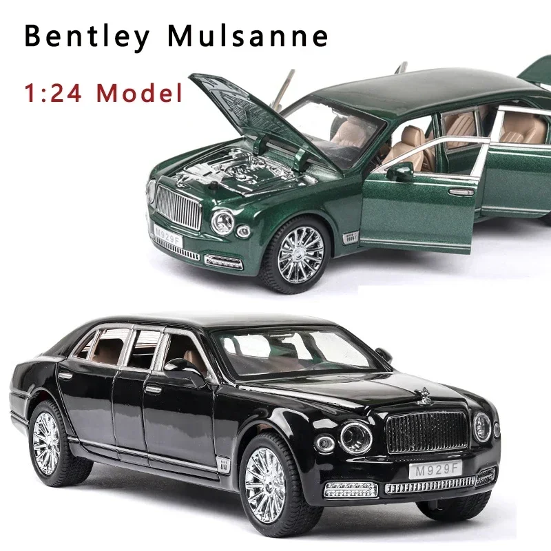 1:24 Bentley Mulsanne Car Model Simulation With Sound And Light Opening Door Metal Car Model Children\'s Toy Collection gift