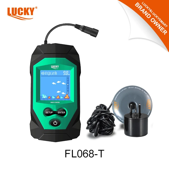 Lucky-fishfinder com sonar e ecobatímetro para pesca de caiaque, modelo fl068-t