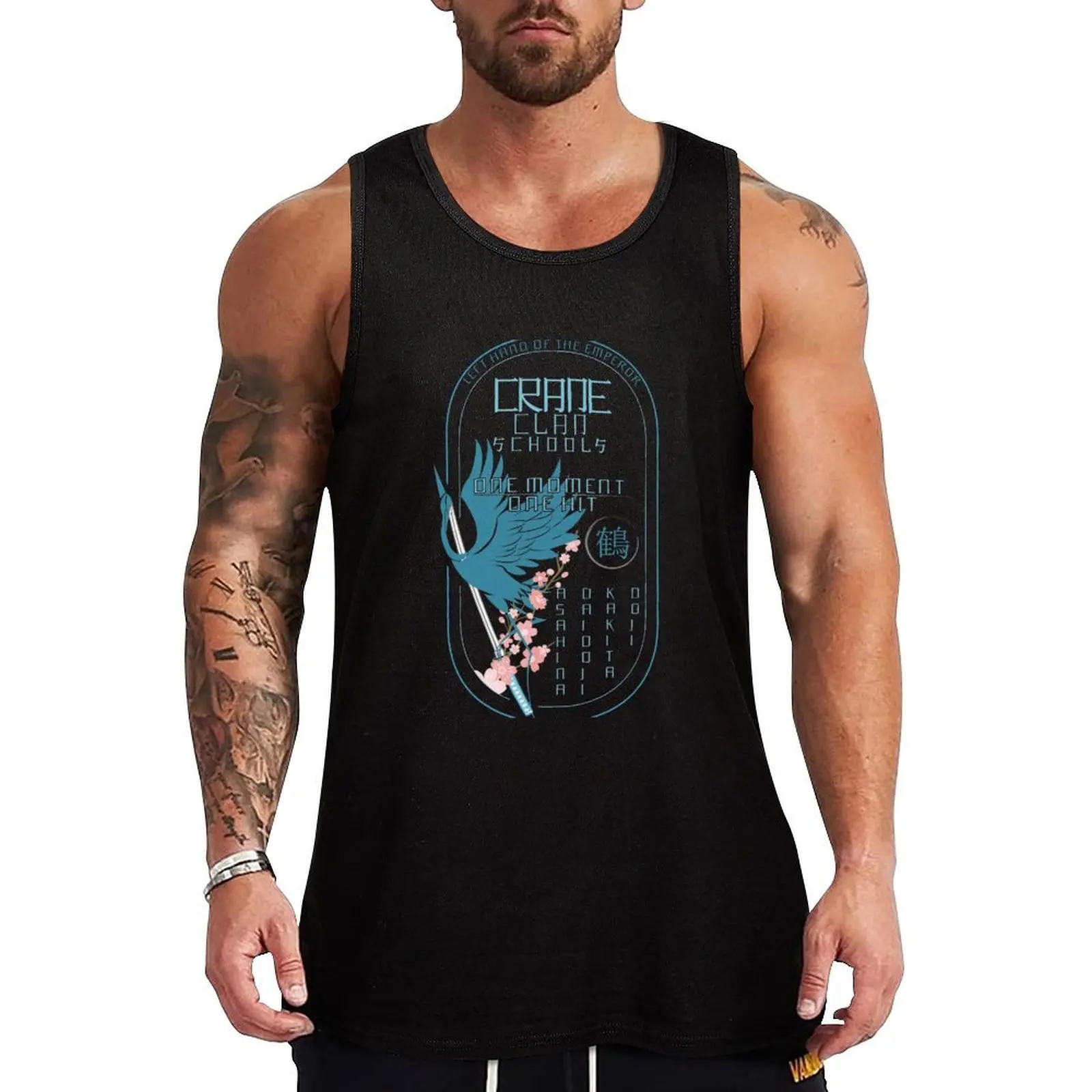 Legend of the Five Rings - Crane Clan Tank Top Rugged Tank Top Workwear Casual Sleeveless Shirt