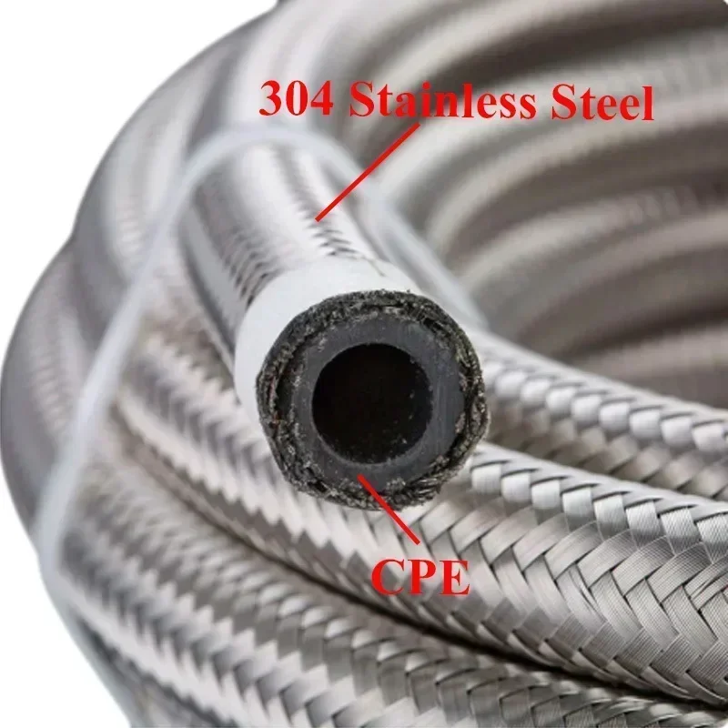 1M/2M/3M/4M 4AN 6AN 8AN 10AN 12AN Universal Car Fuel Hose Oil Gas Cooler Air Line Pipe Tube Stainless Steel Braided CPE Rubber