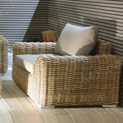 OUTDOOR ALUMINUM VINE WEAVING 4 PIECES FURNITURE SET BALCONY COURTYARD LEISURE COMBINATION SOFA TABLE VINE CHAIR