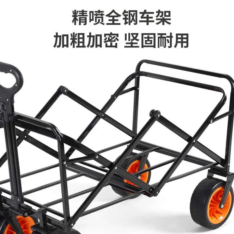 Portable Camper Camp Trolley Trolley Trolley Fishing Table Board Outdoor Foldable Gathering Style Stall Camping Cart