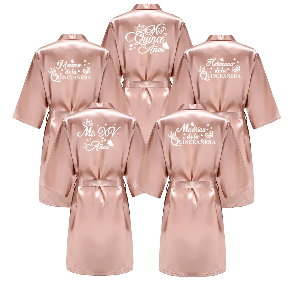 Princess Sweet 15 Years Girl Birthday Party Robes Quinceanera Robe Mis XV Bathrobe Silkly Nightgown