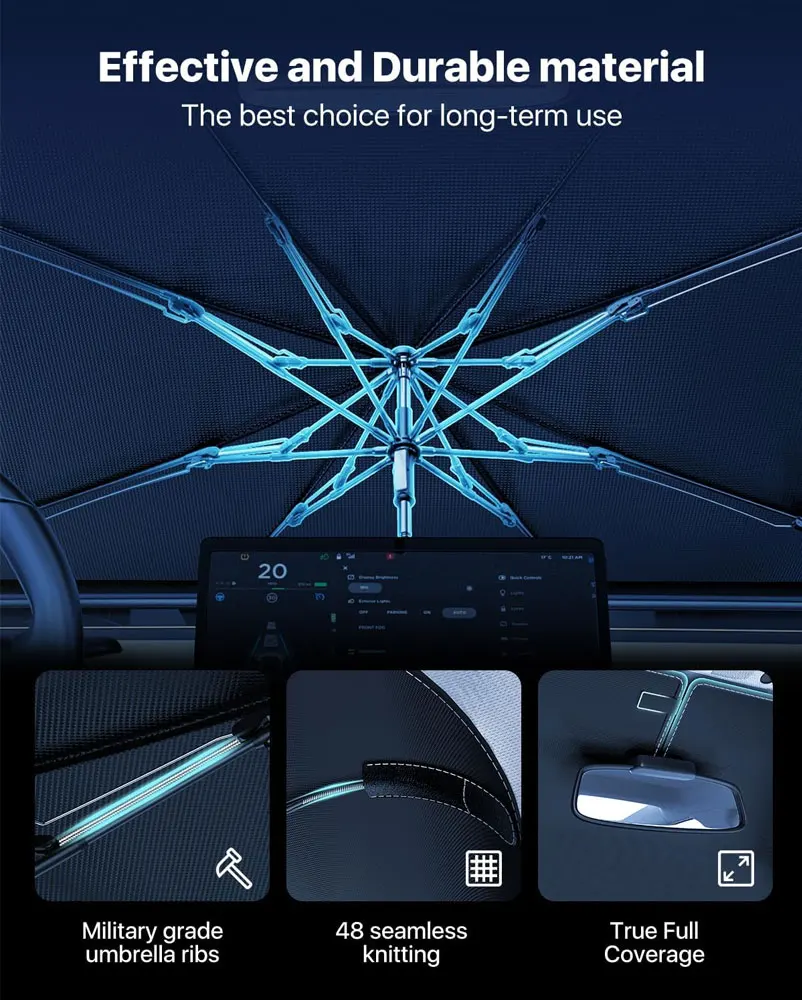 For Tesla Model 3 highland 2025 Model Y Sunshade Umbrella Foldable Front Sunscreen Heat Insulation Front Parasol Car Accessorie