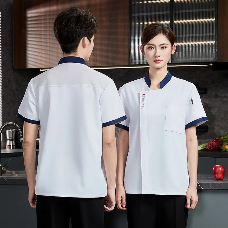 ملابس عمل المطبخ سريعة الجفاف للرجال في المطاعم، قميص صيفي قصير الأكمام للطهاة قابل للتنفس #3