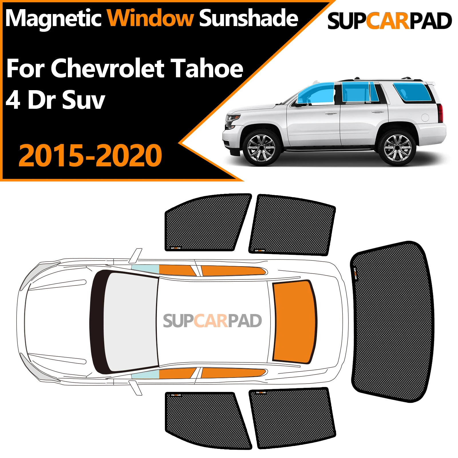 

Custom Car Window Sunshade For Chevrolet Tahoe 4 Dr Suv 2015-2020 Magnetic Curtain Mesh Front Windshield Frame Curtain