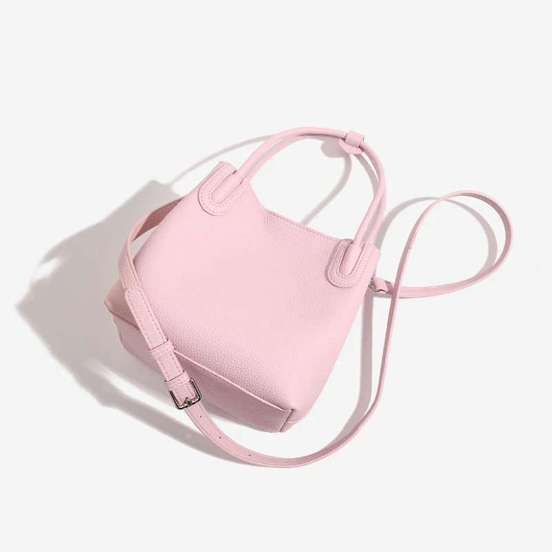 Nieuwe Damesmode Roze Handtassen Retro PU Lederen Emmer Schoudertas Onderarm Tas Casual Vrouwen Groentemand Kleine Handtassen