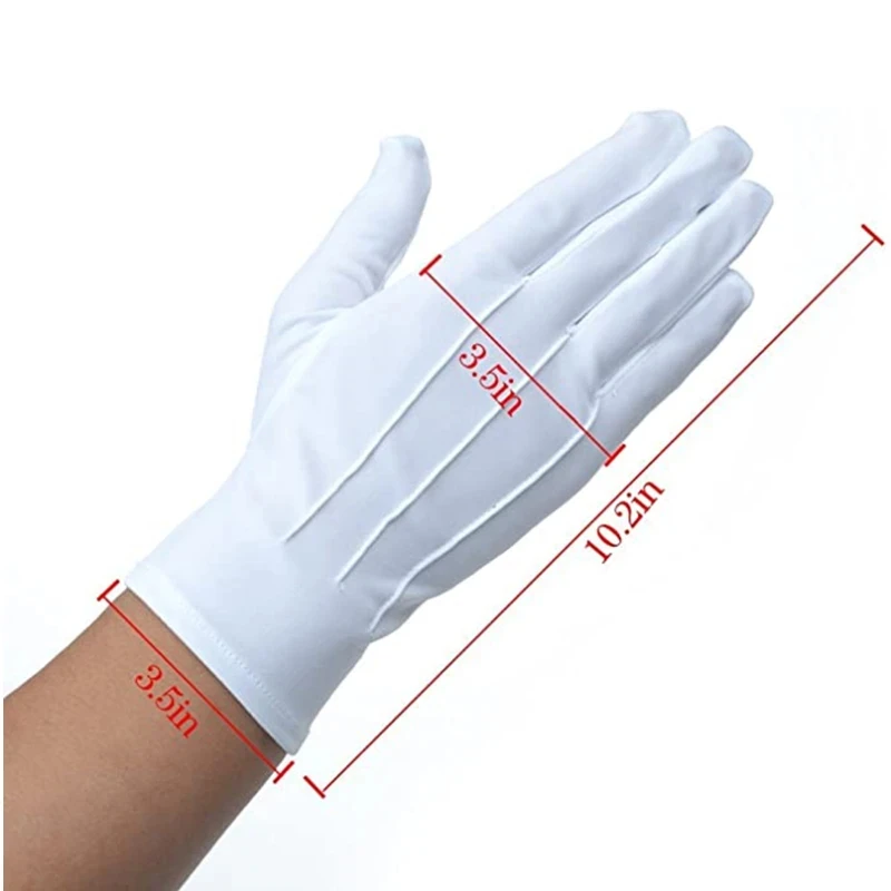 4 paia di guanti di cotone bianchi guanti di cotone formali idratanti per le mani per l\'eczema uniforme camerieri della polizia driver ispezione dei