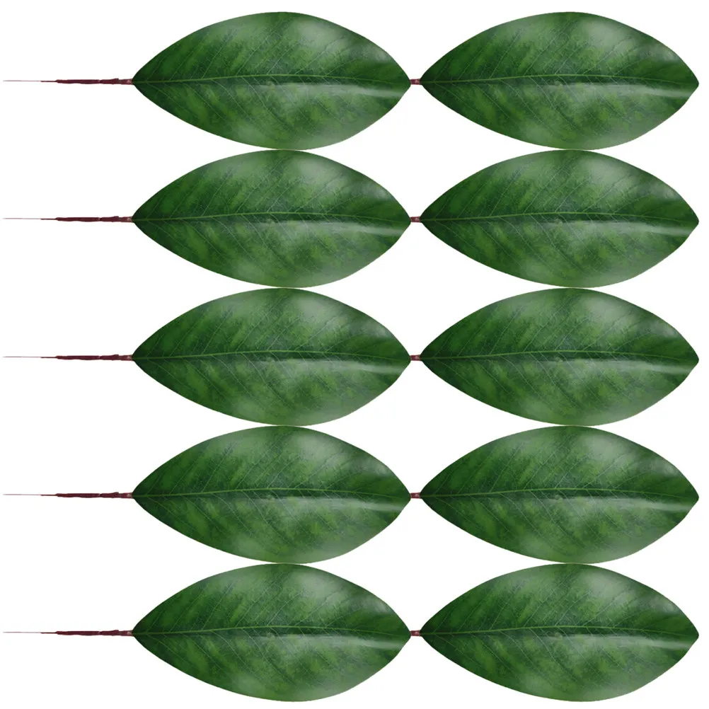 

10Pcs Artificial Magnolia Leaves Decor Realistic Vivid Green Faux Leaf for Home Office Wedding Party Vase Tabletop Decoration