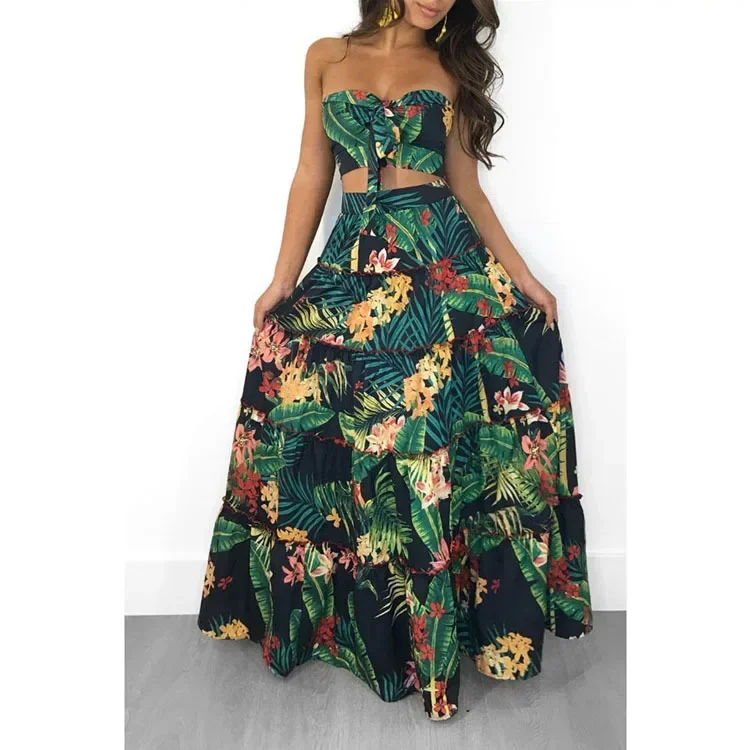 Long Skirt Sets Summer Beach Outfits for Women 2024 Two Piece Dress Set New in Matching Sets Two-piece Dress Bohemiam