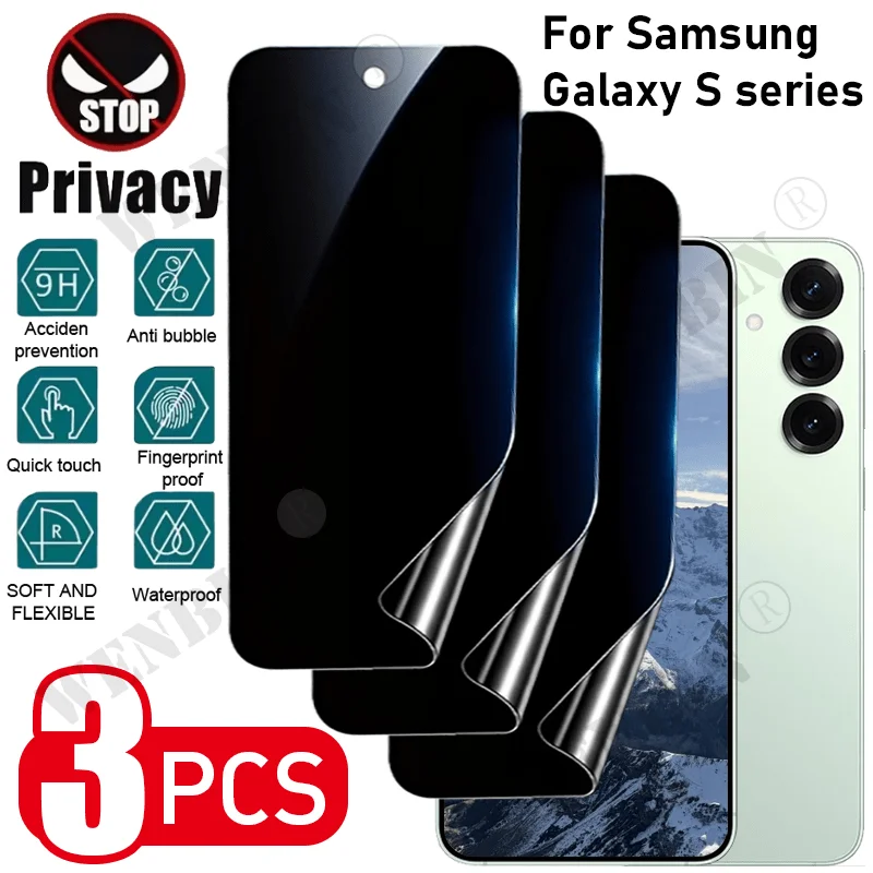 3 Stück Anti-Spionage Datenschutz-Soft-Hydrogel-Folie für Samsung S26 S25 S24 S23 Ultra Plus FE A57 A37 A27 A17 Blickschutzfolie