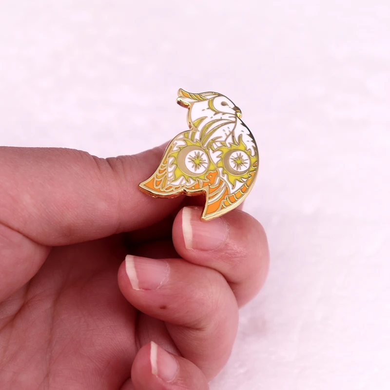 Owl Art Eclipse Bird Enamel Pin Brooch Badge Jewelry Backpack Decorate Collectibles