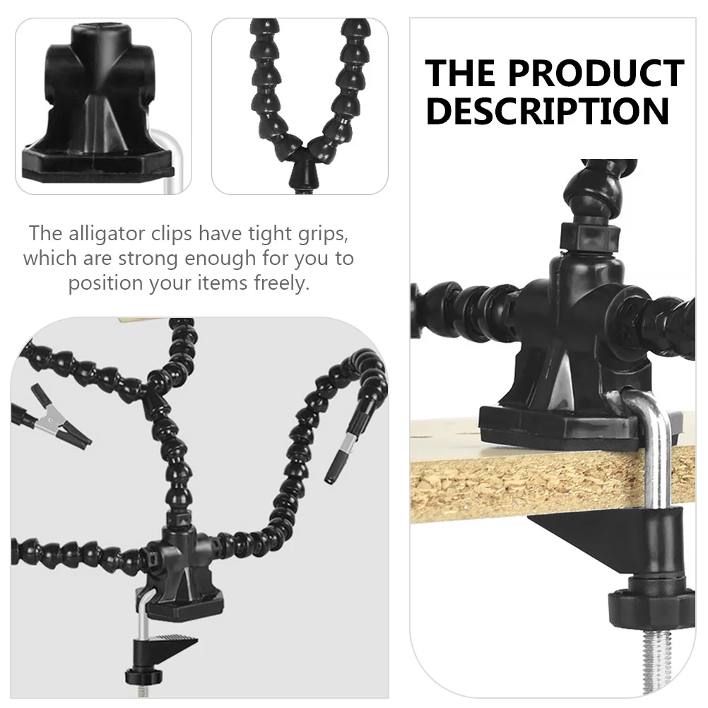 1Set Alat Bantu Soldering dengan 4 Lengan Fleksibel, Plastik Tahan Lama, Alat Bantu Pengelasan untuk Mendukung Penyolderan Elektronik