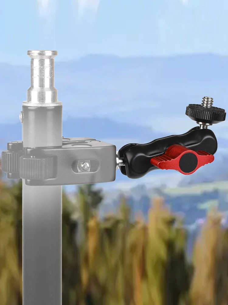 Ball Head Clamp W/ 1/4inch -20 Thread Ballhead Clamp Clip Rotatable Ball Head Magic Arm Clamp for GPS Phone Monitor Video Light