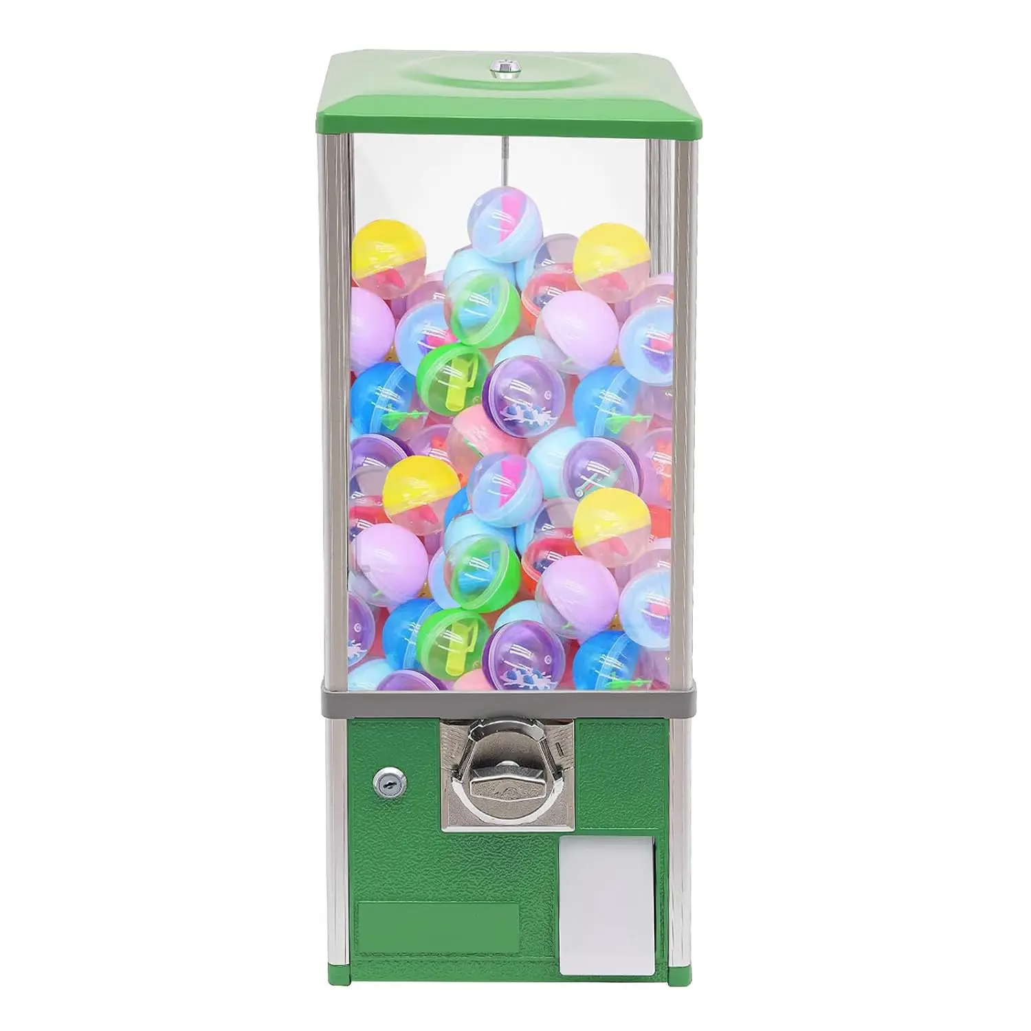 Commercial Candy Vending Machine, 4-Quarter Operated Toy Dispenser with Key Lock, 250-Capacity Capsule Vendor for Arcades Stores