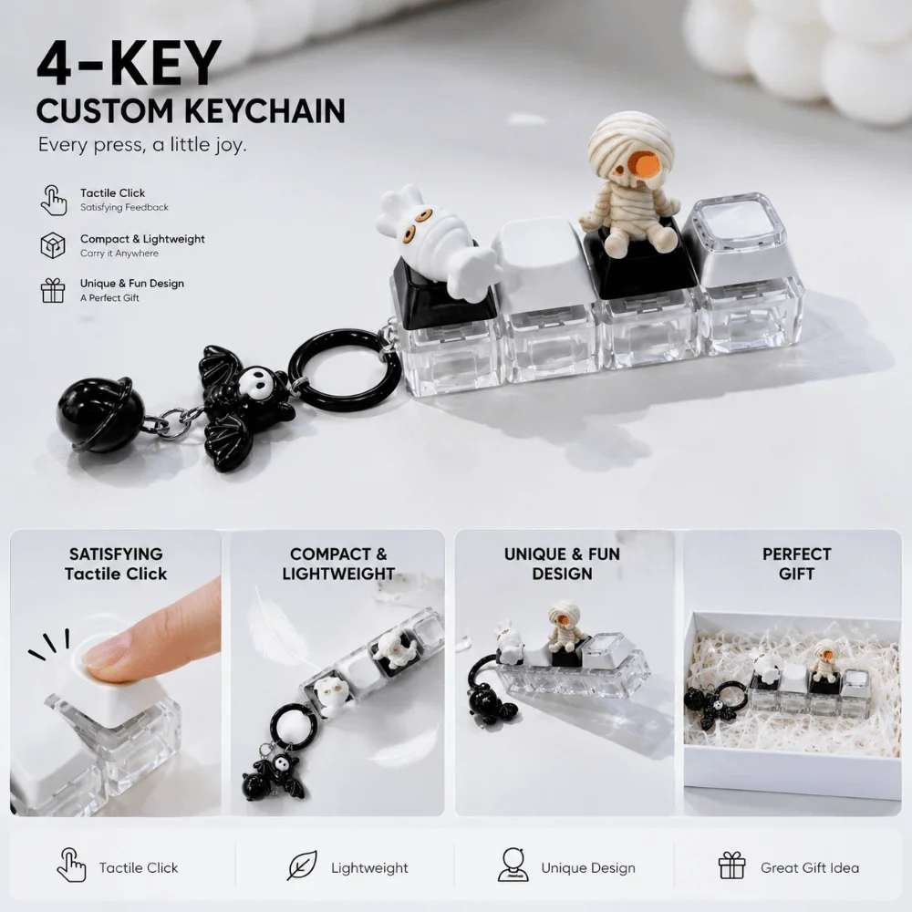 Mini Lightweight Fidget Keychain Soft Tactile Touch Smooth Rounded Edges Button Press Pendant Holiday Gift Fine Crafted