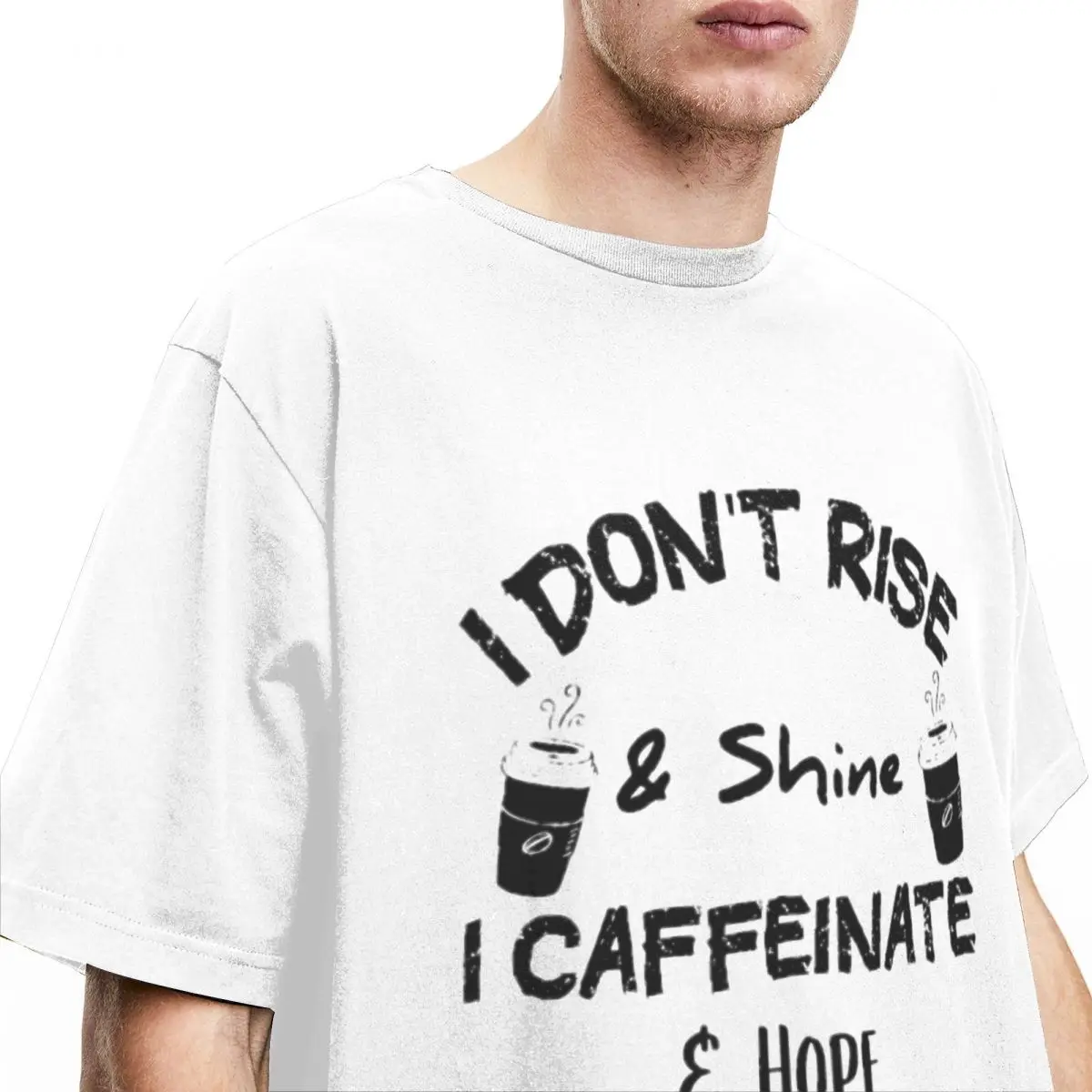 Men Women's I Don't Rise & Shine Shirt Funny Coffee Lover Gift Cotton Tops Novelty Short Sleeve Round Neck Tees Gift Idea Shirt