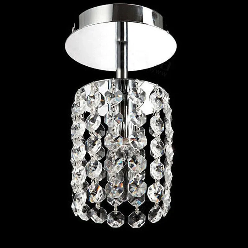 

Modern Minimalist K9 Crystal Ceiling Lamp Corridor Decoration LED Hardware Clear Octagonal Beads E14 Bulb Lighting