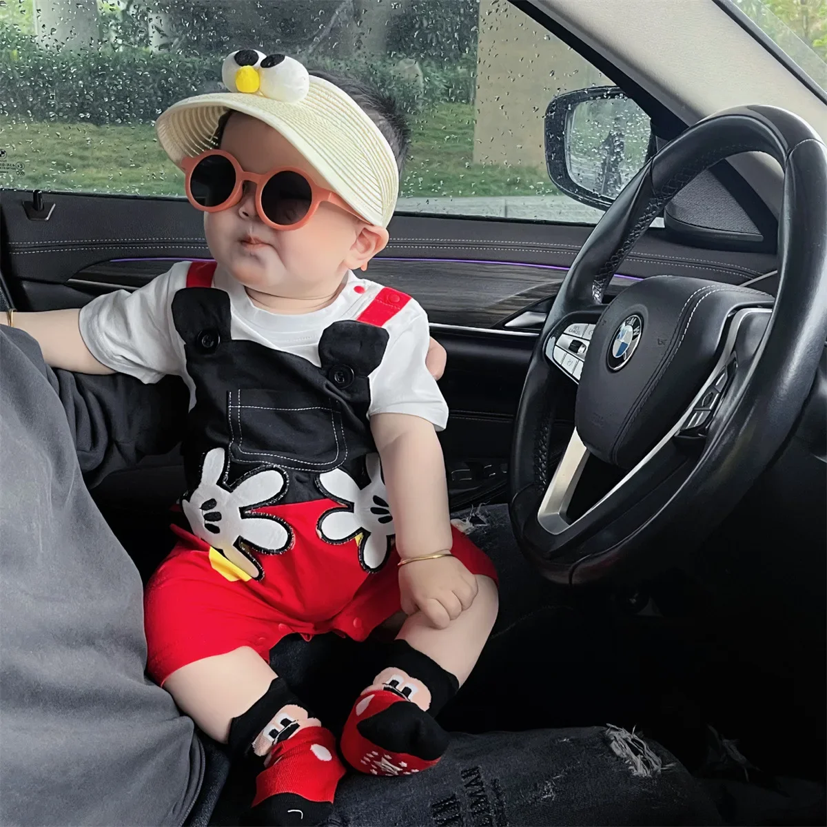 

Disney Mickey Mouse Bodysuits Three-piece Set One-Pieces Newborn Baby Clothes Summer Cartoon Jumpsuit Fashion Climbing Clothes