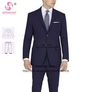 Fashion Slim Fit Suits For Men Wedding 2 Piece Pants Set Formal Grooms Dinner Two Button Tuxedos Blazer Terno Masculino Completo