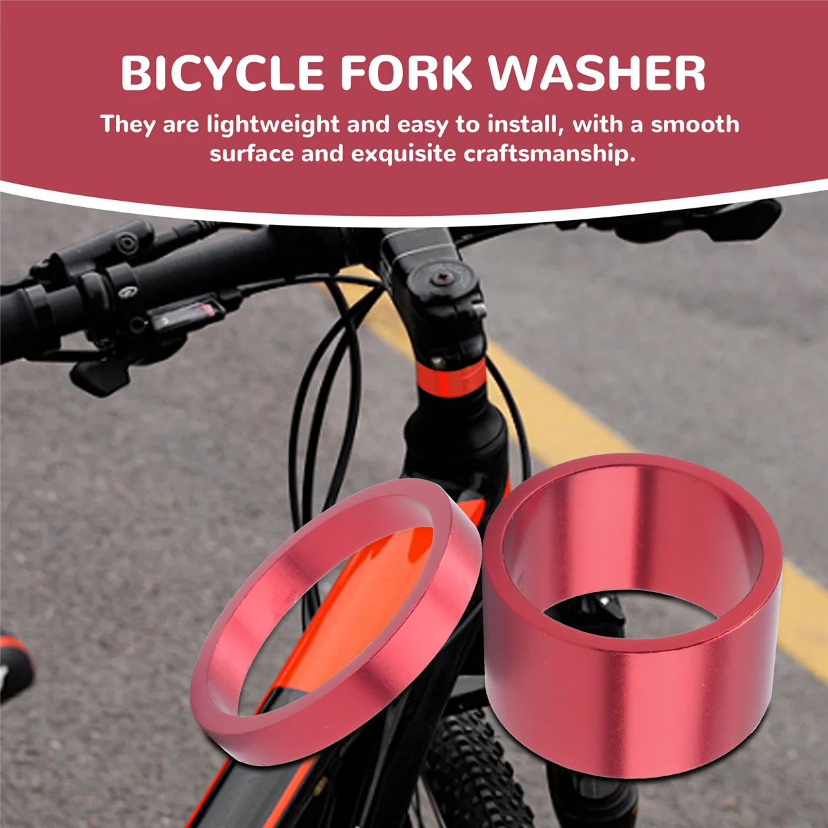 SMIEA 4 Pz/set 5/10/15/20mm In Lega di Alluminio Auricolare Stelo Spacer MTB 28.6mm Tappo Rondella Forcella per Bici Da Strada Ciclismo,Rosso