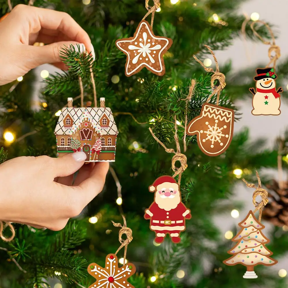 12 قطعة شجرة عيد الميلاد حفلة تزيين مُثبت الزنجبيل رجل ورقة هدية الملحقات #1