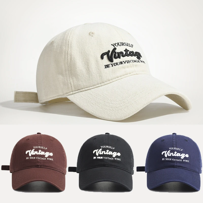 

Korean Retro Letter Embroidery Baseball Cap Male Outdoors Sport Golf Hats Big Head Gorras Oversize Cotton Trucker Hat For Women
