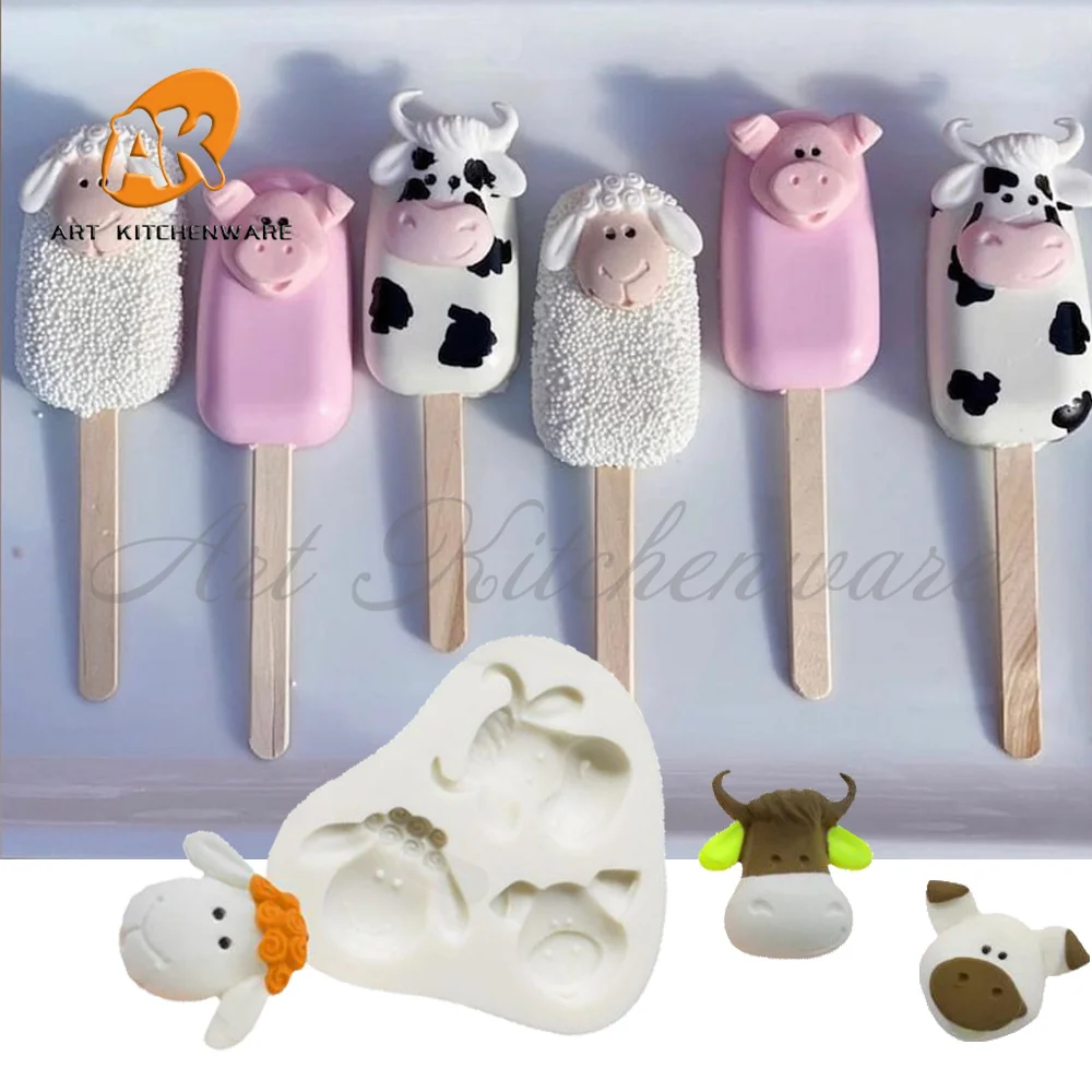 

Animal Silicone Mold Cow Sheep Pig Fondant Cake Decoration Silicone Mold Hand Made Decorating Leaves Chocolate Candy Kitchenware