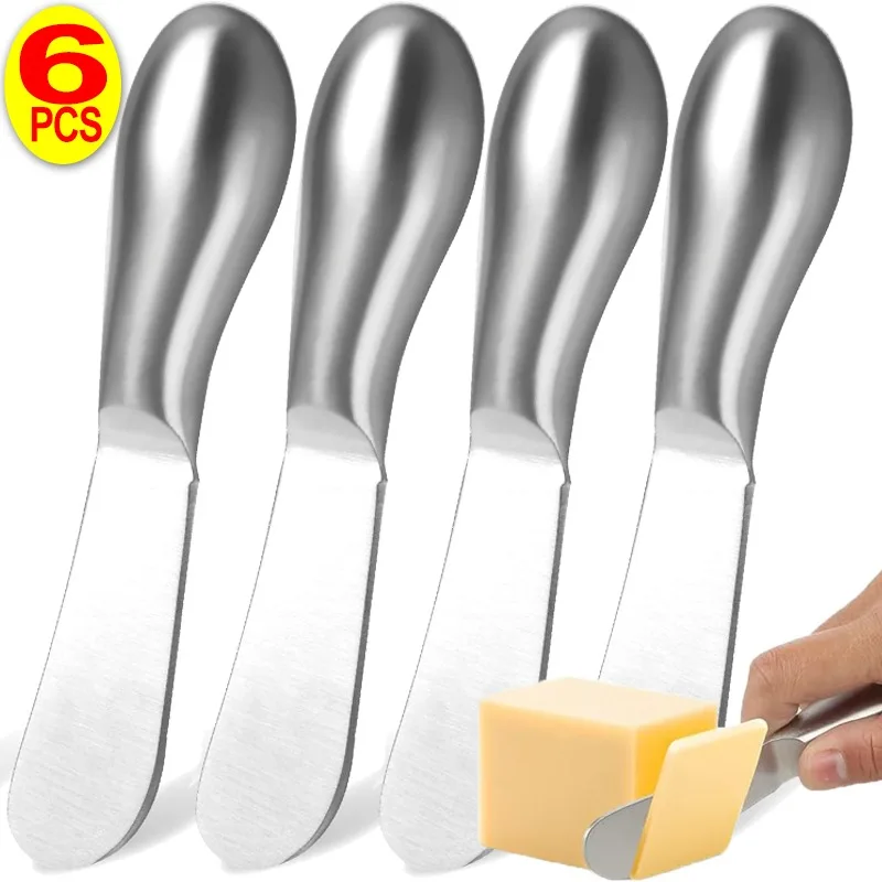 Butter Knifes Stainless Steel Cheese Cutter Knifes Long Handle Bread Cream Jam Spreaders Multifunctional Kitchen Cutlery Gadgets