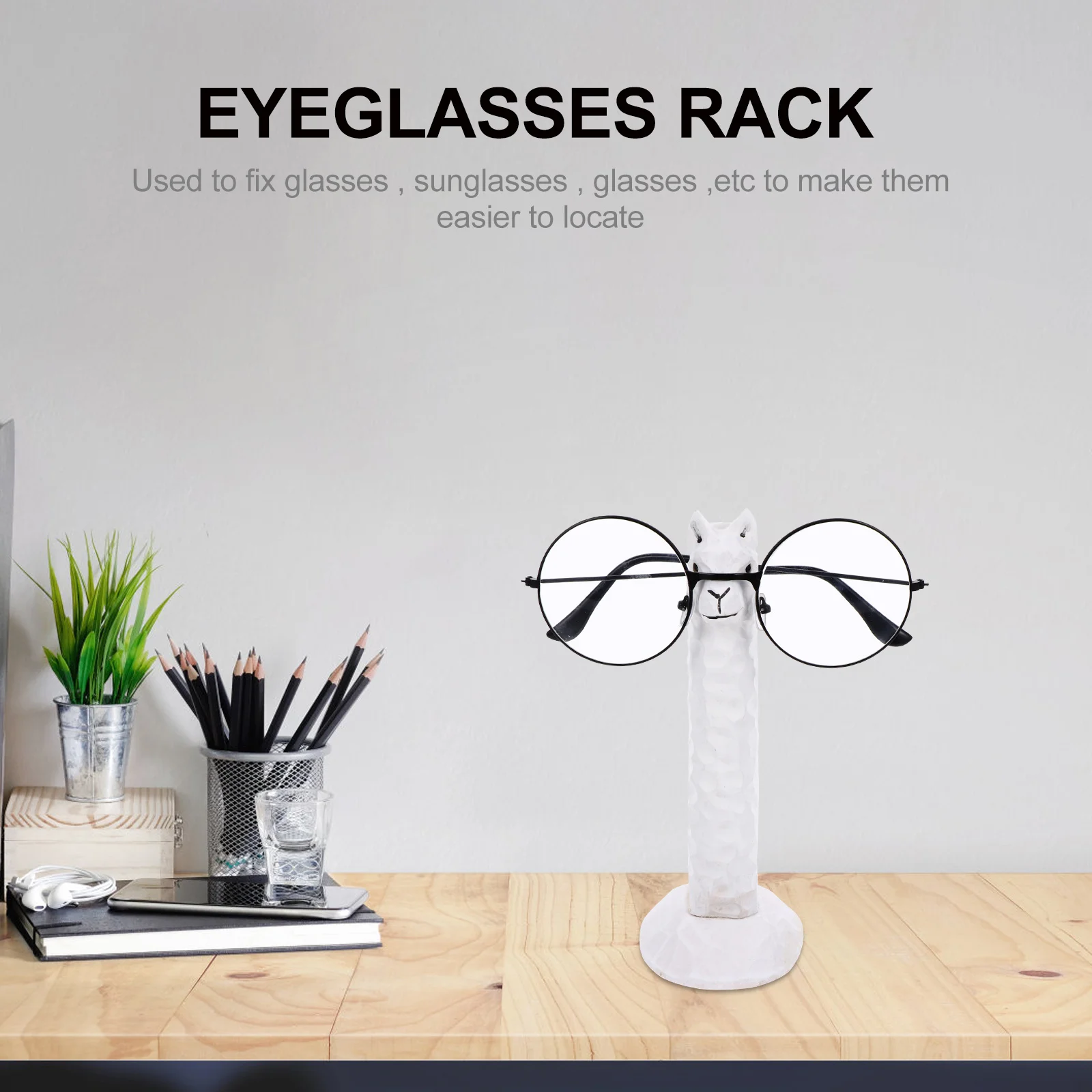 

Alpaca Glasses Wooden Eyeglass Holder Display Desk Organizer Home Office Decor Cartoon Eyewear Glasses Display Stand Keeper