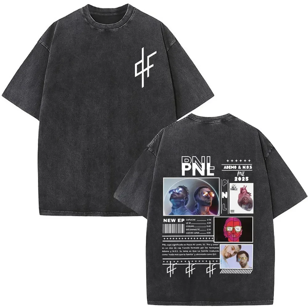 French Rapper PNL Le Monde Chico Album Graphic T-Shirt, Unisex Fashion Hip Hop Loose Vintage Washed Cotton T-Shirt