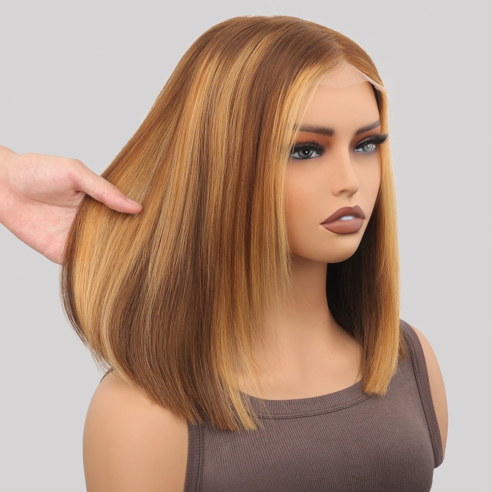 Straight 4/27 Highlight Short Bob Wigs Human Hair 300% 99J Burgundy Glueless Wig Ready To Wear 5x5 Elastic Drawstring Lace Wigs