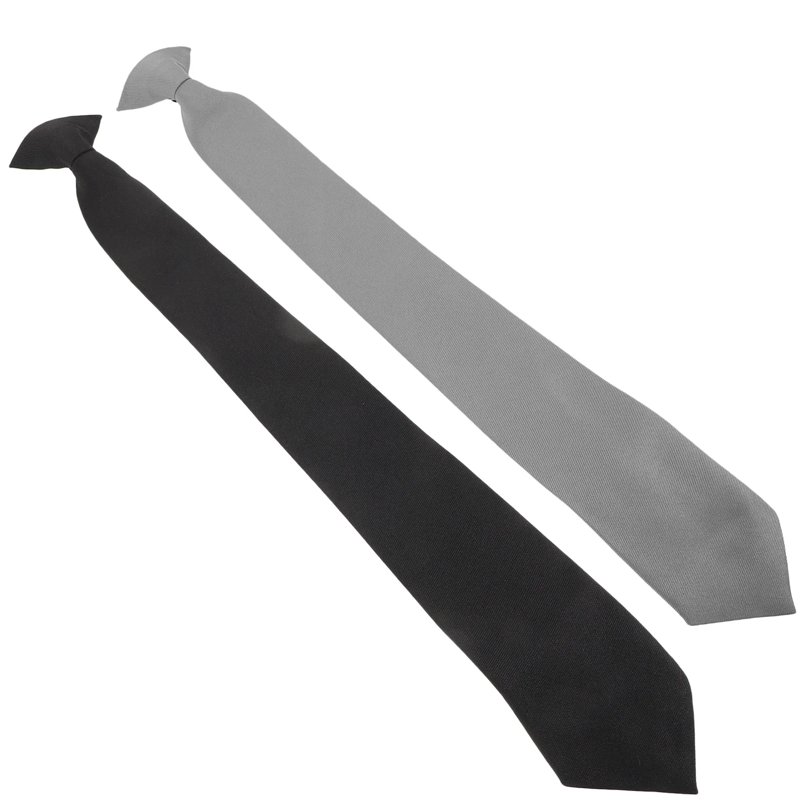 

2Pcs Security Clip on Ties Solid Black Pre Tied Neckties for Formal Wedding Funeral Suit Accessories Tie for Women