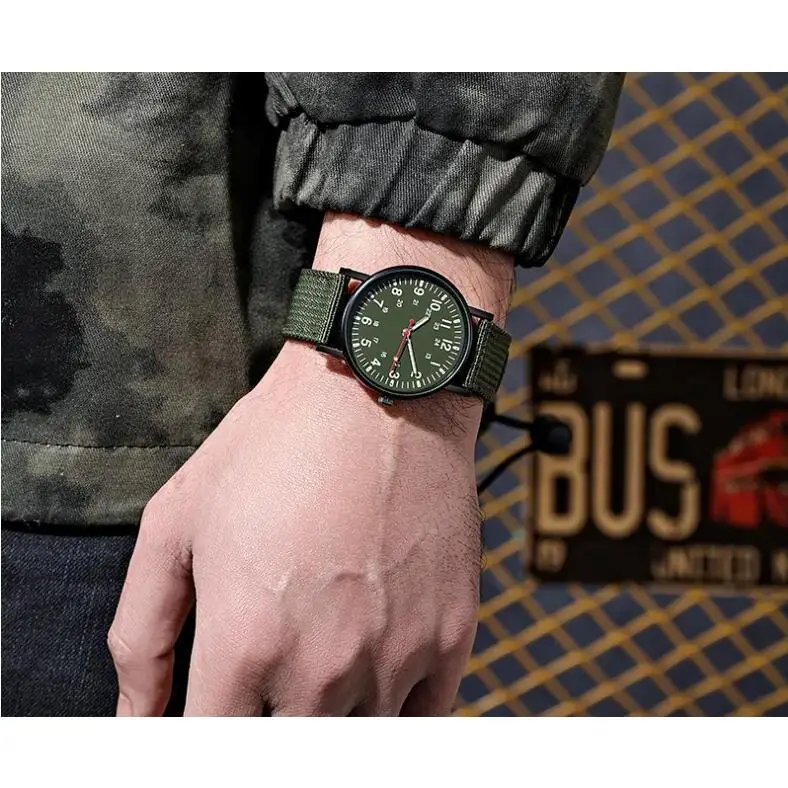 New Canvas Strap Digital Men\'s Sport Luminous Sgt Style Watch Quartz Wristwatch