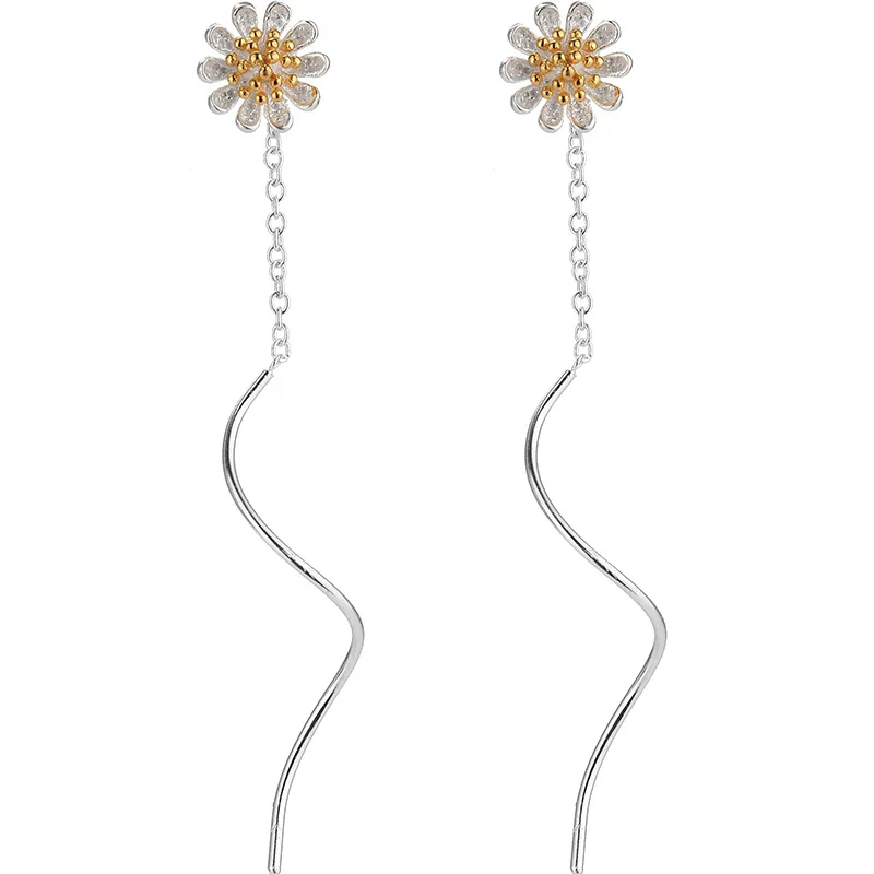 925 Sterling Silver Fresh Daisy Stud Earrings Korean Version Exquisite Fashionable Elegant Ear Ornaments for Women - view 6