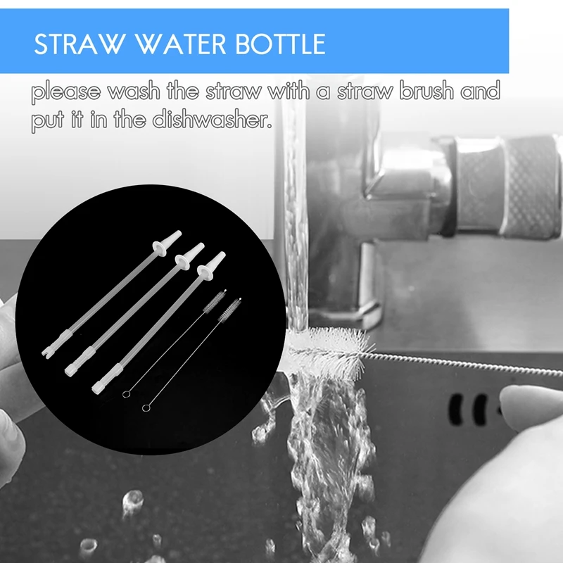 Straws Compatible Gallon Water Bottle , Reusable Adjustable Straws For 1000Ml/2000Ml Jug, 3 Straws Set