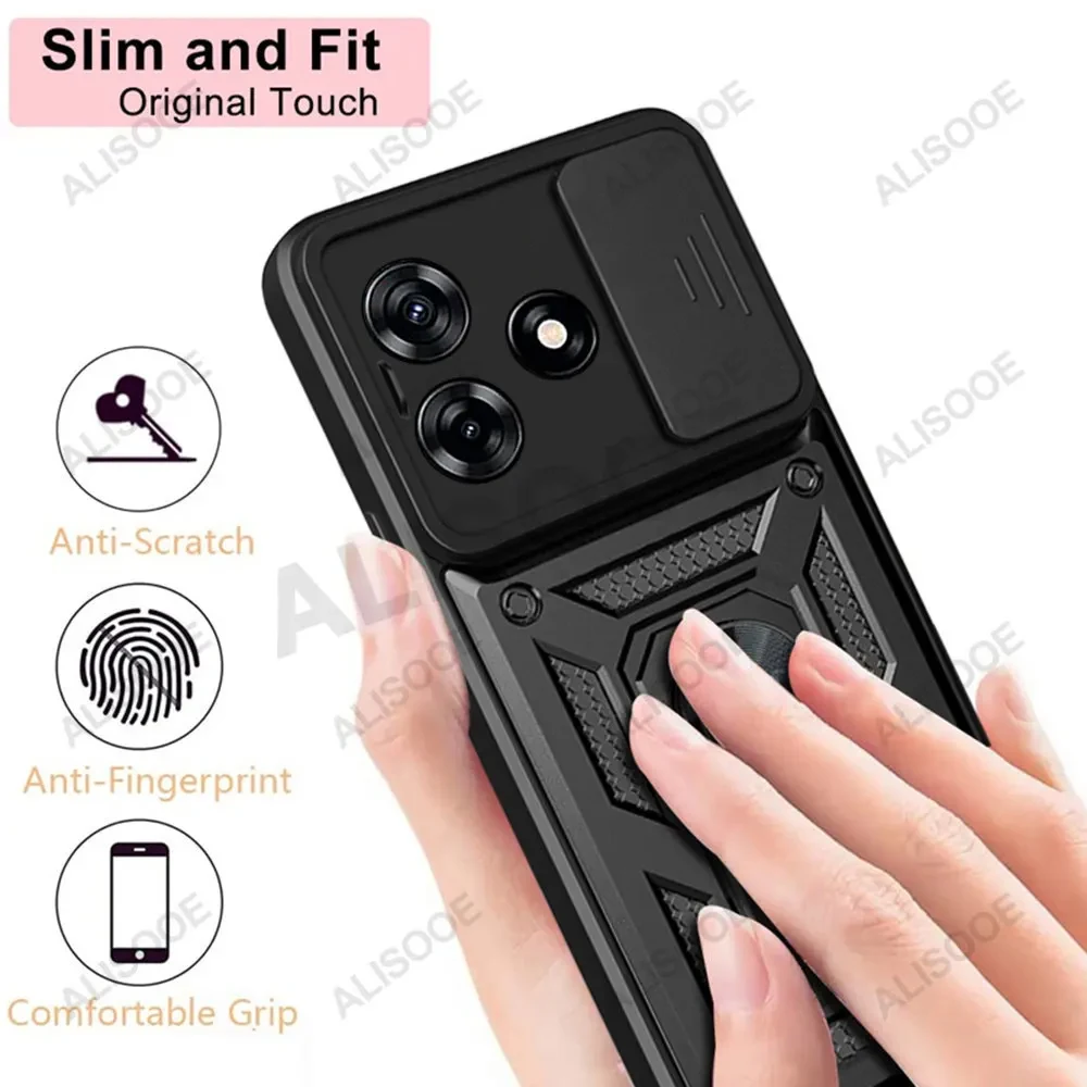 Slide Camera Funda for ZTE Axon 50 Lite Blade V50 Design 4G Case Armor Ring Stand Protect Cover for ZTE Axon 50 Lite Capa