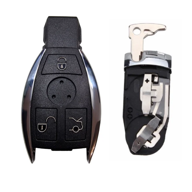 

Replacement For Mercedes Key 3 Button, 2 Batteries Slot Key Fob Casing