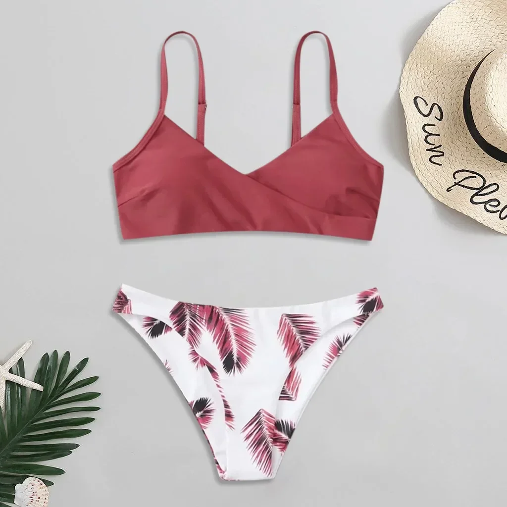 Bikinis con estampado Floral para mujer, traje de baño Sexy con realce, ropa de playa, piscina, 2024