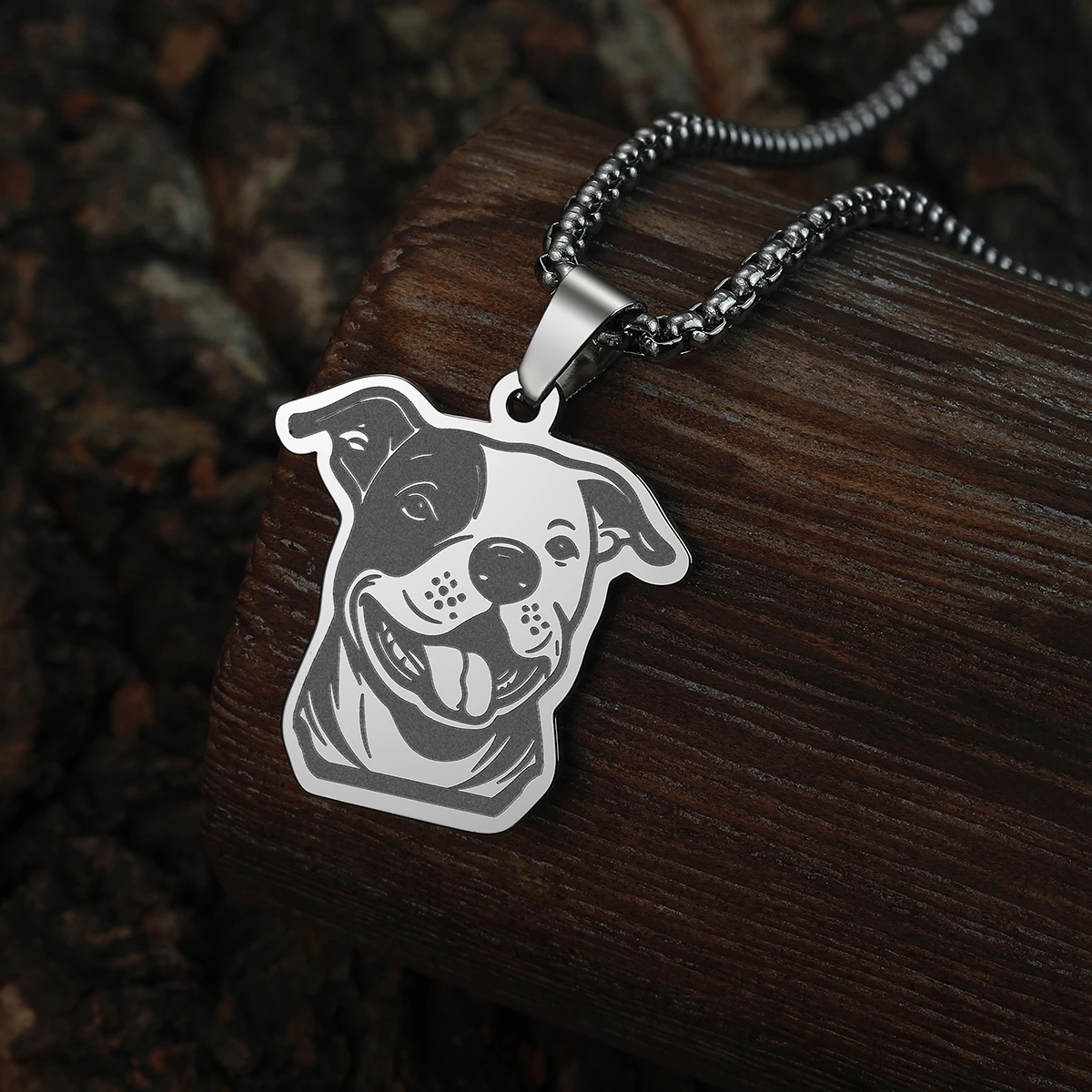 قلادة كلاب من الفولاذ المقاوم للصدأ للرجال والنساء ، قلادة مجوهرات على شكل حيوان ، جحر الثور الإنجليزي #5