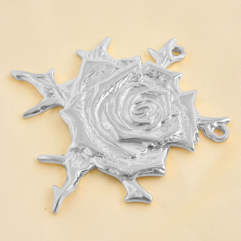 6pcs No Fade Rustproof Plant Leaves Big Rose Flower Charms Personality Life Tree Maple Leaf Stainless Steel Pendants DIY Jewelry view 5