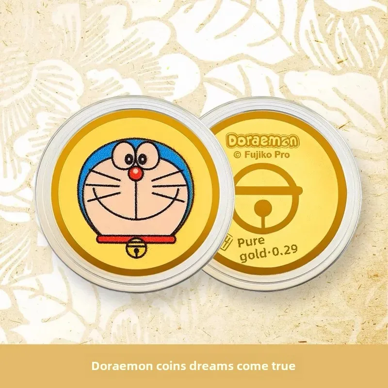 Doraemon Gold Commemorative Coin Creative Color Cartoon Mobile Phone Sticker Red Envelope Birthday Gift Handheld Gift